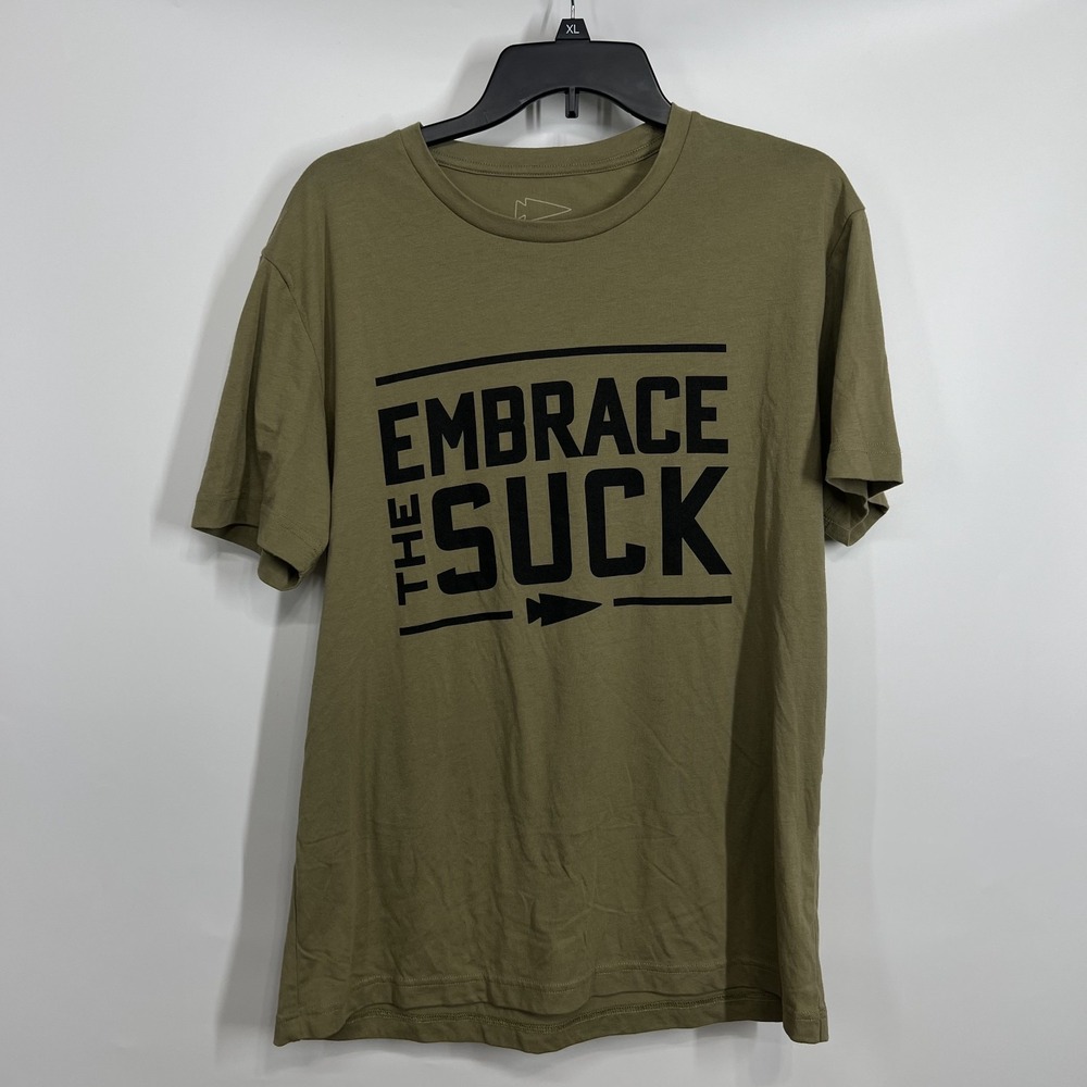 GoRuck Embrace the Suck T Shirt Mens L Tri BlendX Made in USA Hiking Outdoor SS